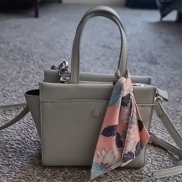 Steve Madden Handbags - Steve Madden Light Gray Mini Bag with Floral Scarf